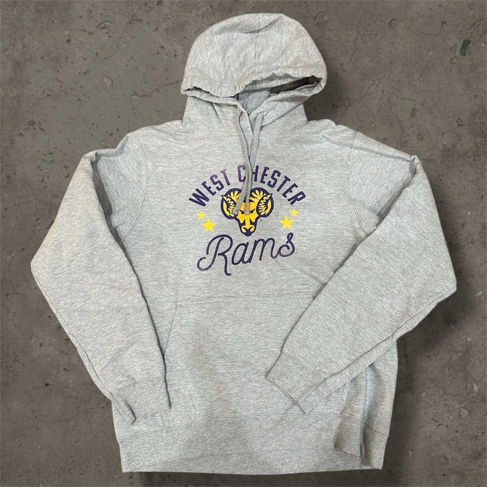West Chester Adult Pullover Hoodie Rams, Athletic Heather, Sz M